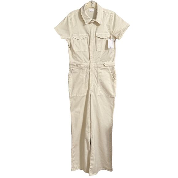 Good American Medium Jumpsuit Crop Palazzo Ecru Ivory Fit For Success Womens NWT - Picture 2 of 12